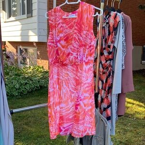 CalvinKlein Size 6 Vibrant Pink and Orange Women's Dress.